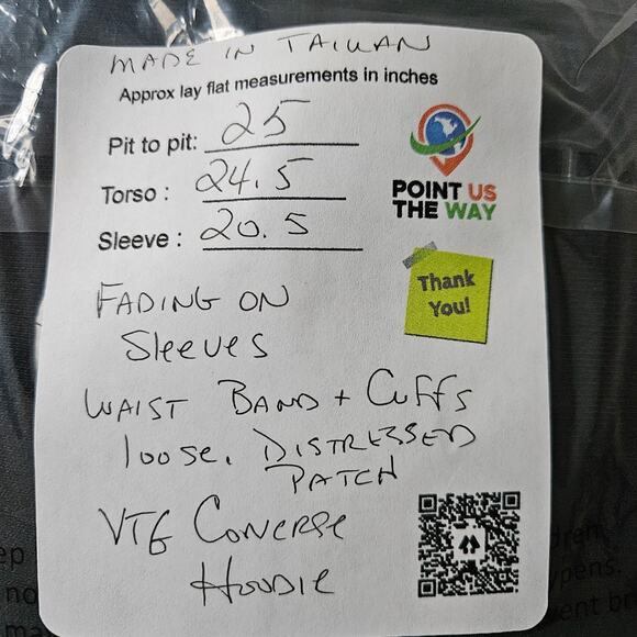 Vtg Converse All Star Sz XXL Black Full Zip Hoodie Cotton Distressed Sweatshirt - Picture 16 of 16